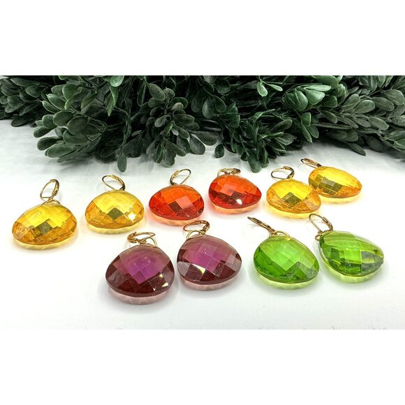 Faceted Teardrop Earrings Set In Assorted Colors With Gold-Plated Hooks - Picture 13 of 13